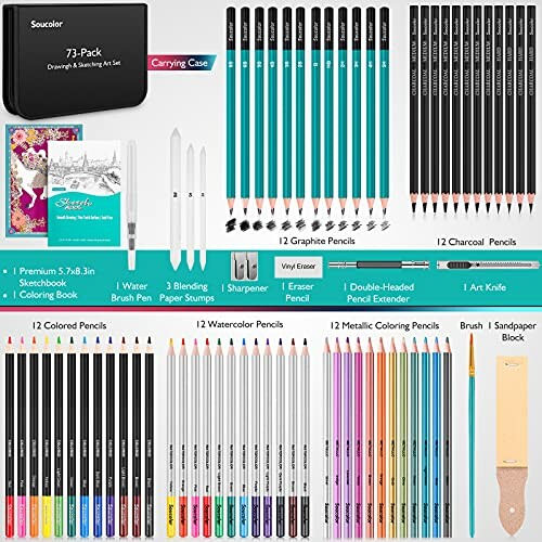 Soucolor 73 Pack Art Supplies Kit