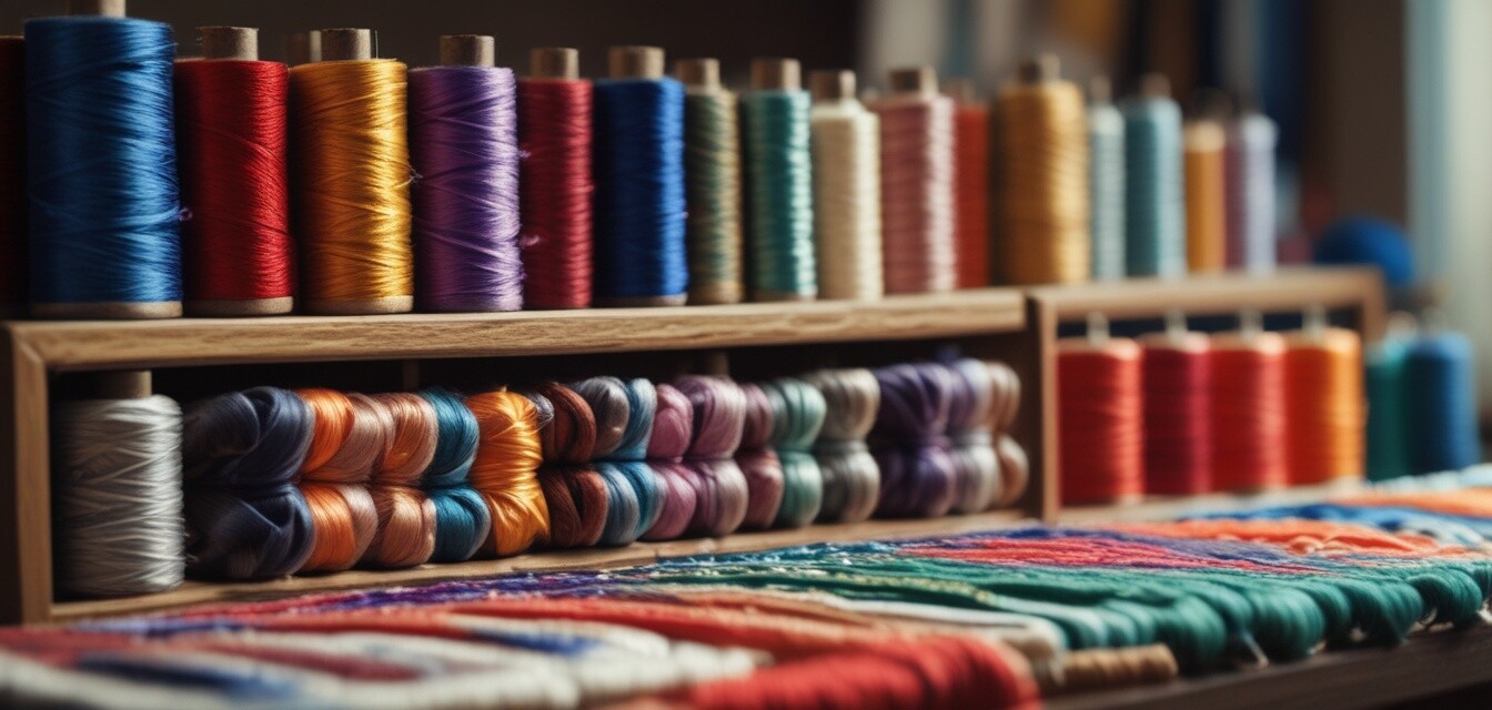 Embroidery supplies on a table