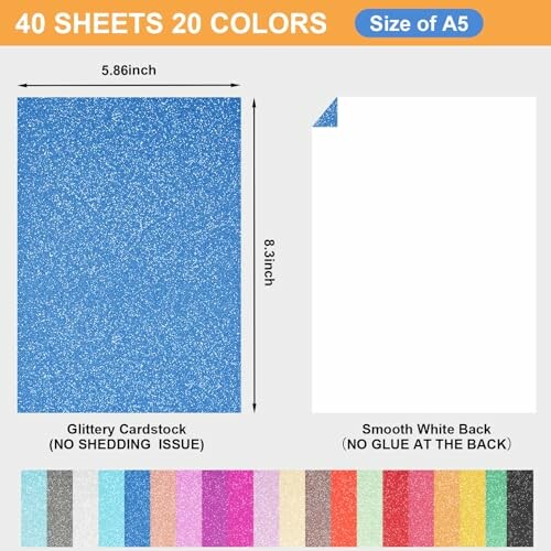 40 Sheets Glitter Cardstock