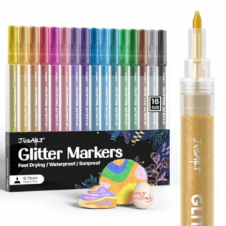 JusArt 16 Colors Glitter Markers