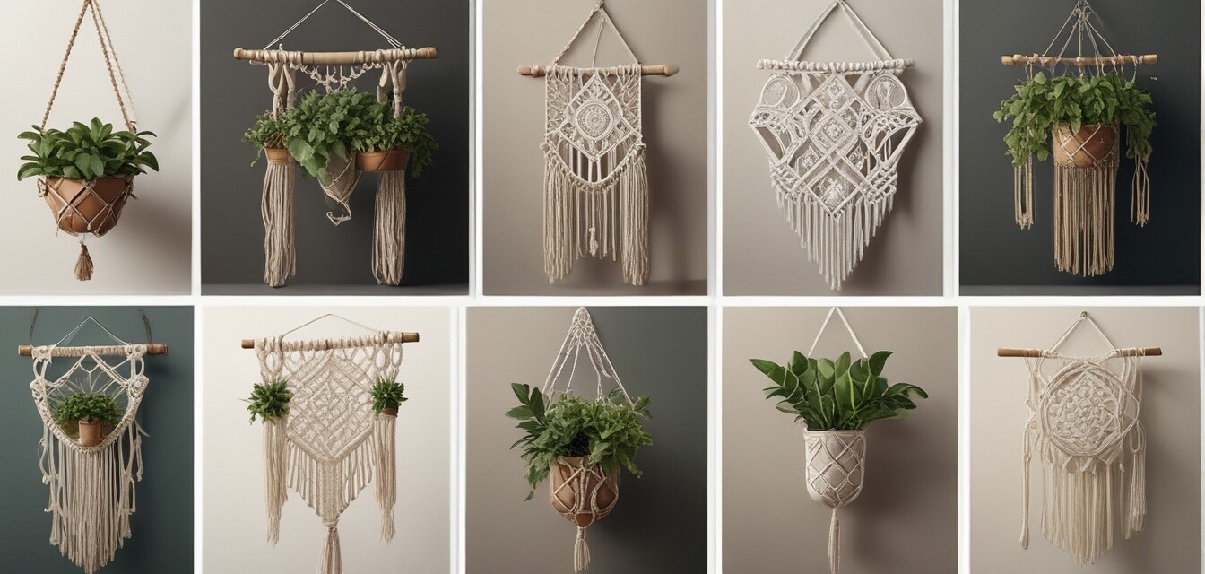 Completed macrame projects